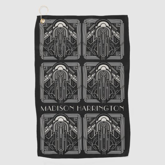 Serviette De Golf Nom personnalisé Art Déco (Devant)