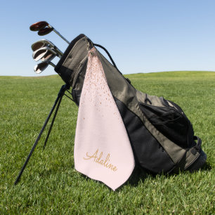 Serviette De Golf Nom personnalisé avec monogramme et paillettes dor