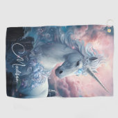 Serviette De Golf Nom personnalisé belle licorne (Horizontal)
