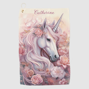 Serviette De Golf Nom personnalisé belle licorne