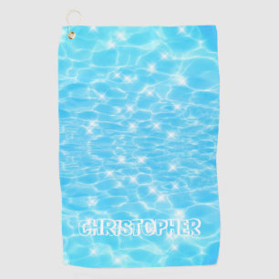 Serviette De Golf Nom personnalisé bleu eau ondule textures d'eau co