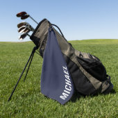 Serviette De Golf Nom personnalisé bleu marine moderne minimaliste (Vert)