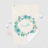 Serviette De Golf Nom personnalisé Blue Floral Golfer Bachelorette (En situation)
