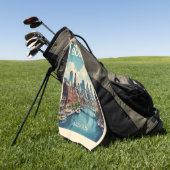 Serviette De Golf Nom personnalisé Boston Massachusetts (Vert)