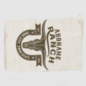 Serviette De Golf NOM personnalisé Bull Steer Skull Western Ranch (Horizontal)