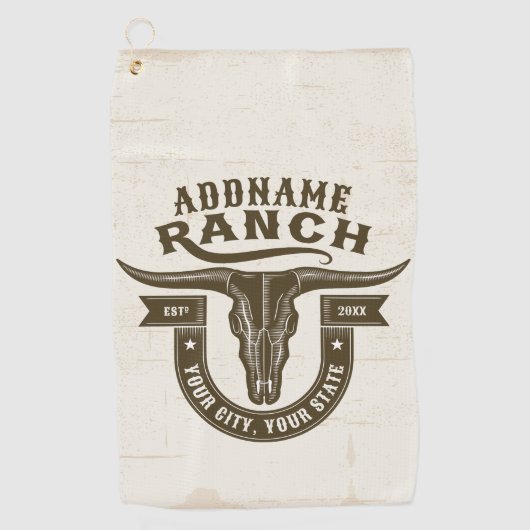Serviette De Golf NOM personnalisé Bull Steer Skull Western Ranch (Devant)