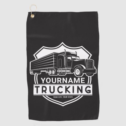 Serviette De Golf NOM personnalisé Camions Big Rig Semi Trucker (Devant)
