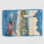 Serviette De Golf Nom personnalisé Cape Cod Massachusetts (Horizontal)