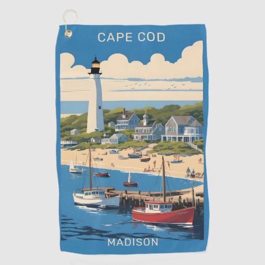 Serviette De Golf Nom personnalisé Cape Cod Massachusetts (Devant)