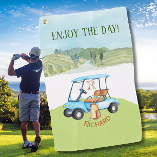 Serviette De Golf Nom personnalisé Clubs de panier monographique