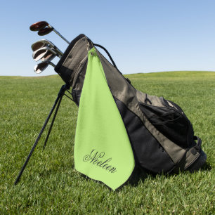 Serviette De Golf Nom personnalisé couleur chaux simple