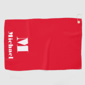 Serviette De Golf Nom personnalisé Couleur solide initiale Rouge (Horizontal)