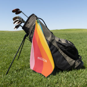 Serviette De Golf Nom personnalisé Couleurs arc-en-ciel