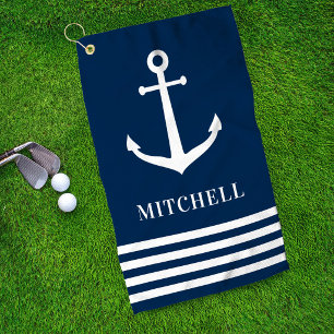 Serviette De Golf Nom personnalisé de la marine nautique Ancre de ba