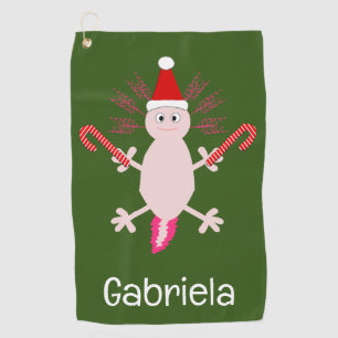 Serviette De Golf Nom personnalisé de l'axe de Noël