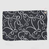 Serviette De Golf Nom personnalisé du Motif noir blanc élégant (Horizontal)