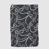 Serviette De Golf Nom personnalisé du Motif noir blanc élégant (Devant)