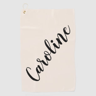 Serviette De Golf Nom personnalisé Écriture élégante Crème Minimalis