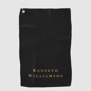 Serviette De Golf Nom personnalisé élégant hommes minimaliste noir o