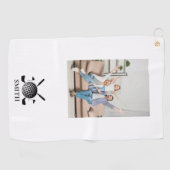 Serviette De Golf Nom personnalisé et club de golf photo (Horizontal)