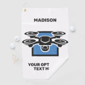 Serviette De Golf Nom personnalisé et drone de texte (En situation)