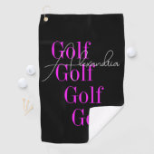 Serviette De Golf Nom personnalisé Femmes Neon rose (En situation)