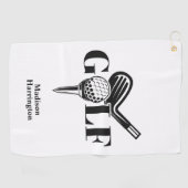 Serviette De Golf Nom personnalisé Golf (Horizontal)