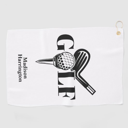 Serviette De Golf Nom personnalisé Golf (Horizontal)