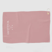 Serviette De Golf Nom personnalisé Golf Clubs Dusty Rose Rose (Horizontal)