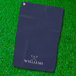 Serviette De Golf Nom personnalisé Golf Clubs Marine Blue<br><div class="desc">Personnalisez le nom dans la typographie classique pour créer un cadeau de golf unique et garder le saké pour n'importe quel golfeur. Conçu par Thisisnotme©</div>