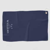 Serviette De Golf Nom personnalisé Golf Clubs Marine Blue (Horizontal)