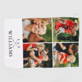 Serviette De Golf Nom personnalisé Golf Clubs Photo Collage (Horizontal)