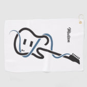 Serviette De Golf Nom personnalisé Guitare stylisée (Horizontal)