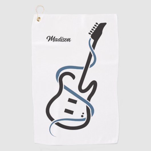 Serviette De Golf Nom personnalisé Guitare stylisée (Devant)