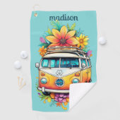Serviette De Golf Nom personnalisé Hippie Van (En situation)