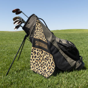 Serviette De Golf Nom personnalisé Leopard Poster de animal Motif cl
