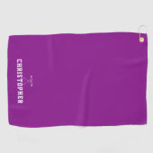 Serviette De Golf Nom personnalisé Magenta Golf Towel (Horizontal)