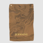 Serviette De Golf Nom personnalisé marbre brun texture (Devant)