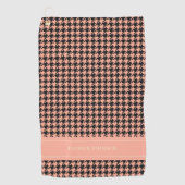 Serviette De Golf Nom personnalisé Monogram Peach Houndstooth (Devant)