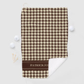 Serviette De Golf Nom personnalisé Monogramme Houndstooth Brown (En situation)