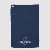 Serviette De Golf Nom personnalisé Monogramme Navy Noir (Devant)