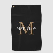 Serviette De Golf Nom personnalisé Monogramme noir (Devant)