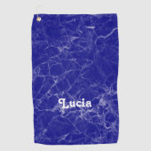 Serviette De Golf Nom personnalisé motif en marbre bleu (Devant)