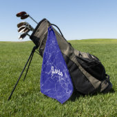 Serviette De Golf Nom personnalisé motif en marbre bleu (Vert)