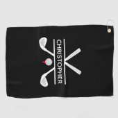 Serviette De Golf Nom personnalisé Noir Blanc Rouge (Horizontal)