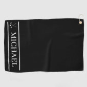 Serviette De Golf Nom personnalisé noir et blanc (Horizontal)