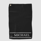 Serviette De Golf Nom personnalisé noir et blanc (Devant)