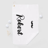 Serviette De Golf Nom personnalisé noir guidon moustache (En situation)