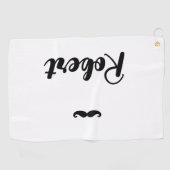 Serviette De Golf Nom personnalisé noir guidon moustache (Horizontal)