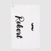 Serviette De Golf Nom personnalisé noir guidon moustache (Devant)